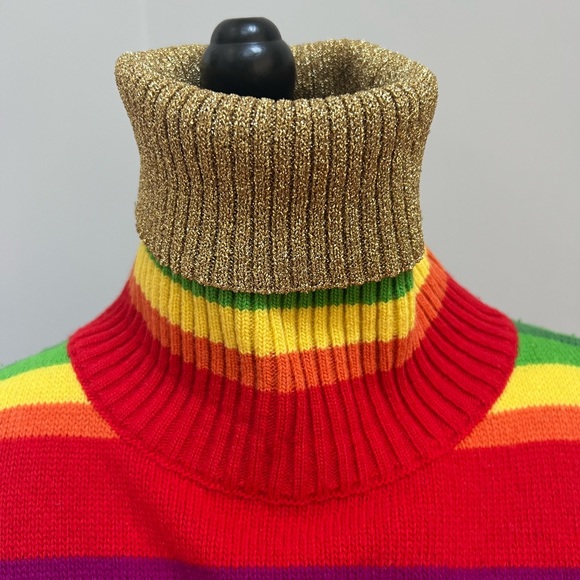 New Gucci Rainbow 100% Wool Poncho with Tiger and crystals fringes L - Picture 11 of 16